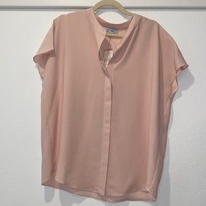 NWT Pure Navy Pale Pink Blouse Sz L